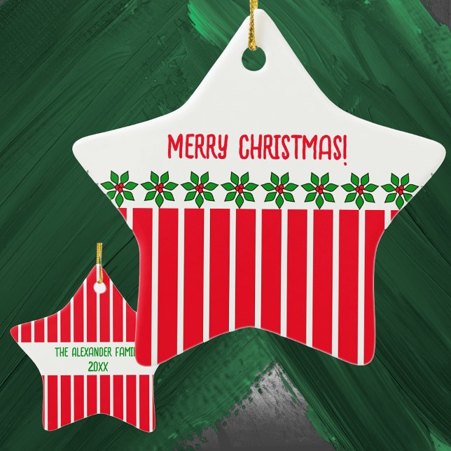 Red and White Striped Holly Ceramic Tree Decoration (Creator Uploaded)
