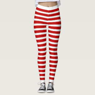Red And White Striped Leggings