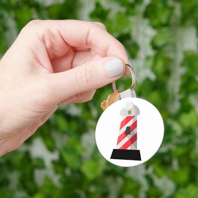 Red and White Striped Lighthouse Key Ring (Creator Uploaded)