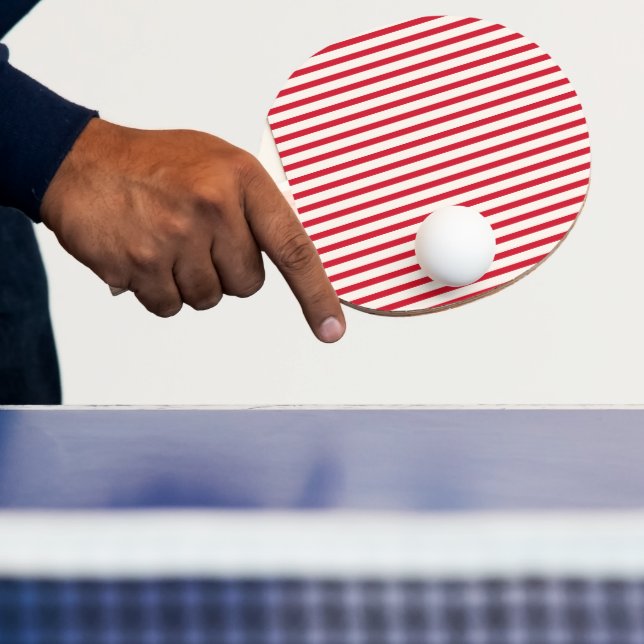 Red and White Striped Modern Christmas Stripe Ping Pong Paddle (Insitu)