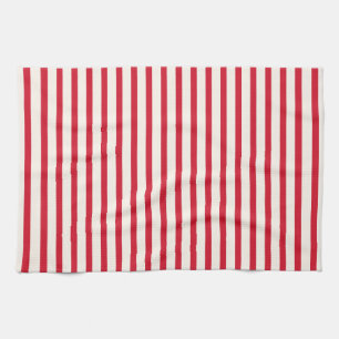 Red and White Striped Modern Christmas Stripe Tea Towel