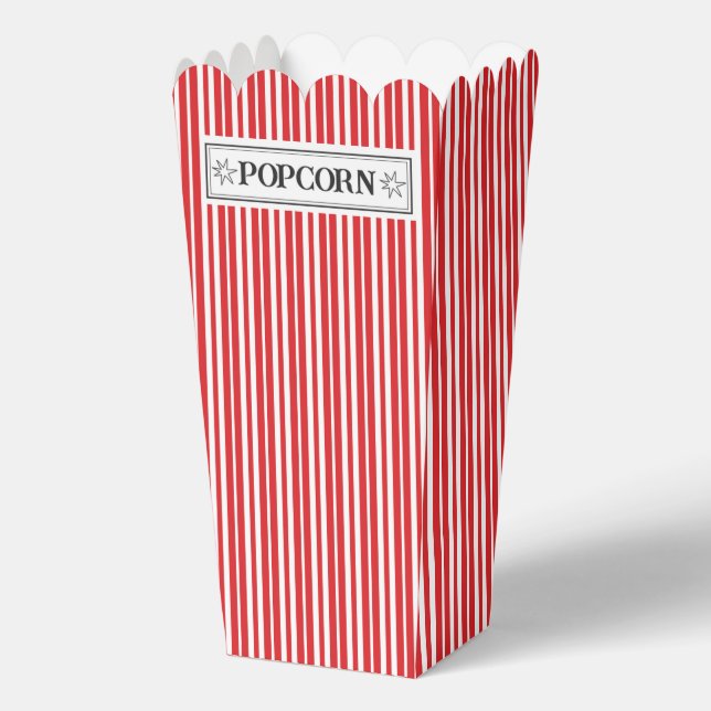Red and White Striped Popcorn Favor Box (Front)