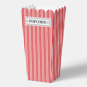 Red and White Striped Popcorn Favour Box