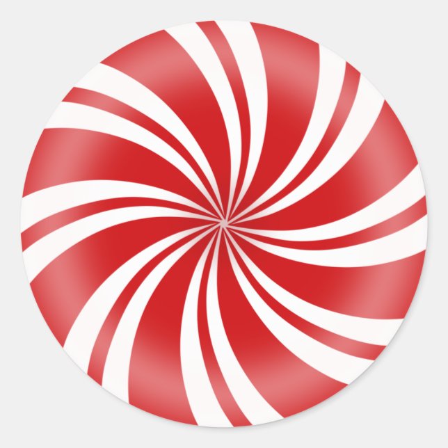 Red and White Striped Round Peppermint Candy Classic Round Sticker (Front)