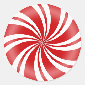 Red and White Striped Round Peppermint Candy Classic Round Sticker