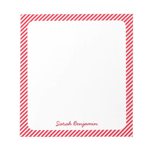Red And White Striped Santa's List Minimal Elegant Notepad