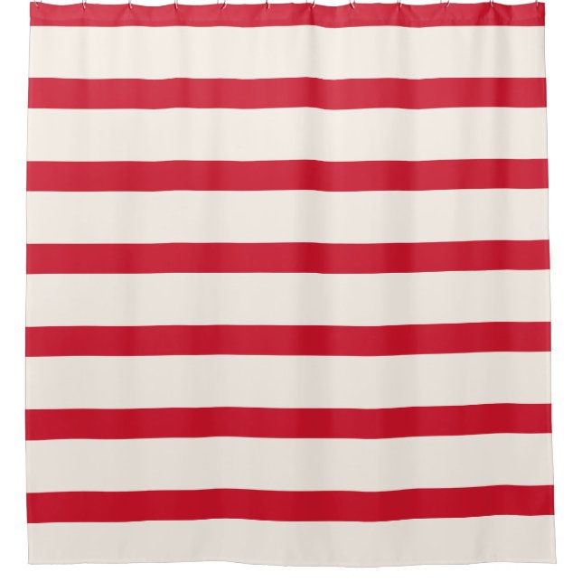 Red and White Striped Shower Curtain (Front)