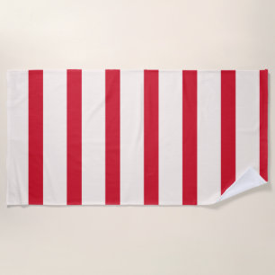 Red and White Striped Shower Curtain Beach Towel