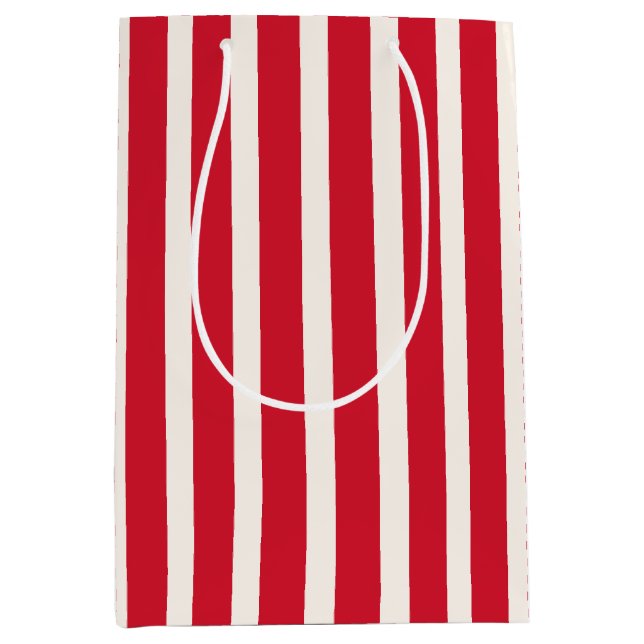 Red and White Striped Shower Curtain Medium Gift Bag (Front)
