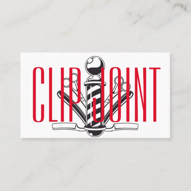 Red and White Striped w/BarberPole, Straight Razor Business Card (Front)