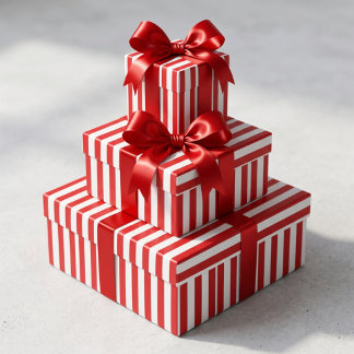 Red And White Striped  Wrapping Paper