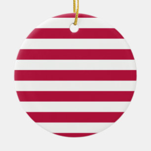 Red and White Stripes Ceramic Tree Decoration