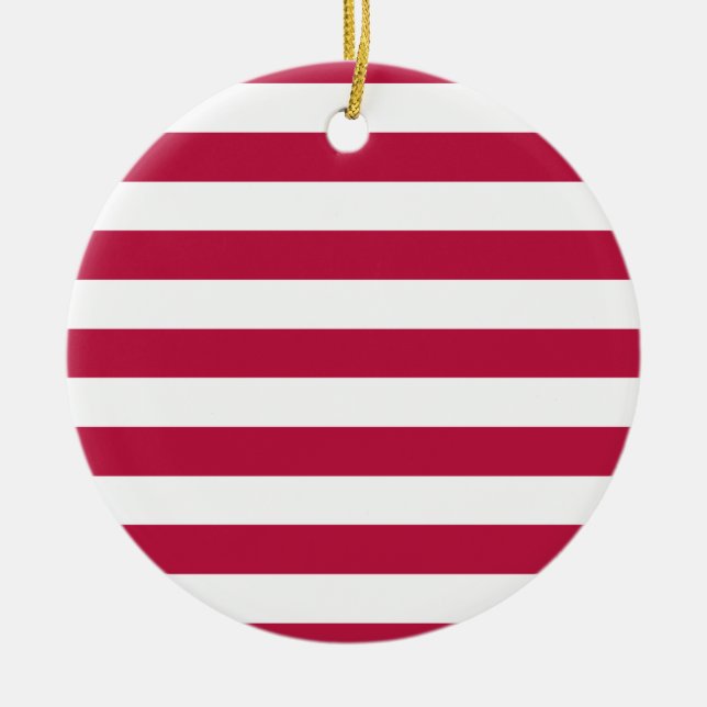 Red and White Stripes Ceramic Tree Decoration (Front)