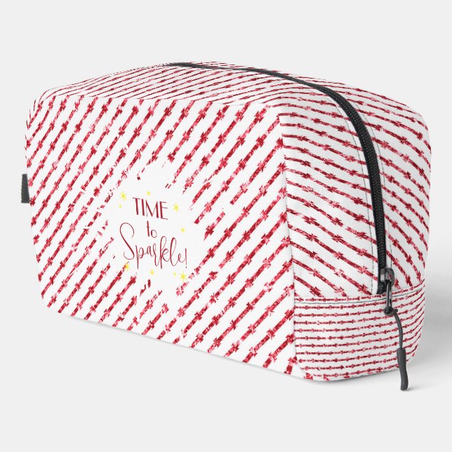 Red and White Stripes Christmas Dopp Kit (Right Corner)