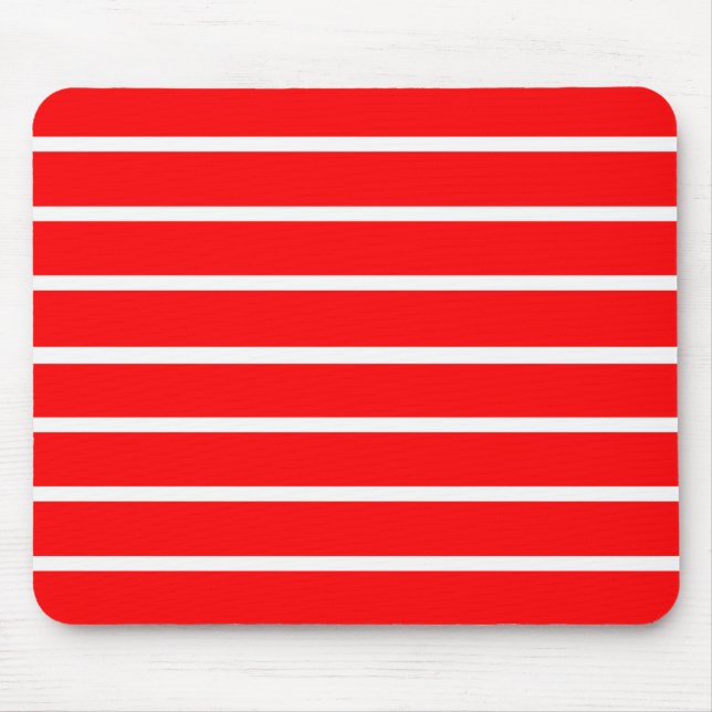 Red and White Stripes Design Mouse Mat (Front)