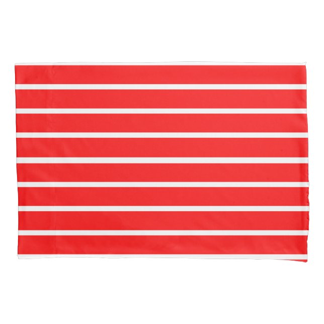 Red and White Stripes Design Pillowcase (Front)