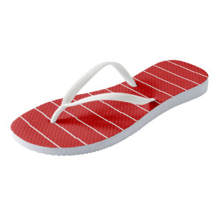 Red and White Stripes Flip Flops