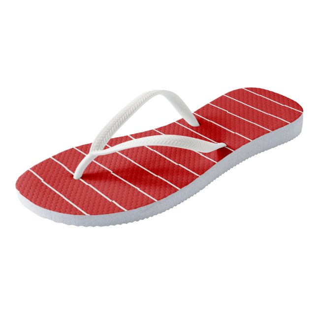 Red and White Stripes Flip Flops (Angled)