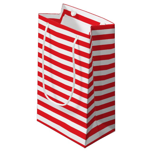 Red and White Stripes Gift Bag (Front Angled)