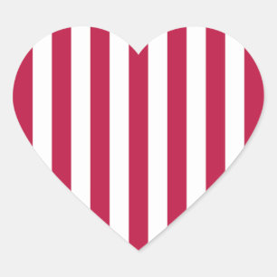 Red and White Stripes Heart Sticker