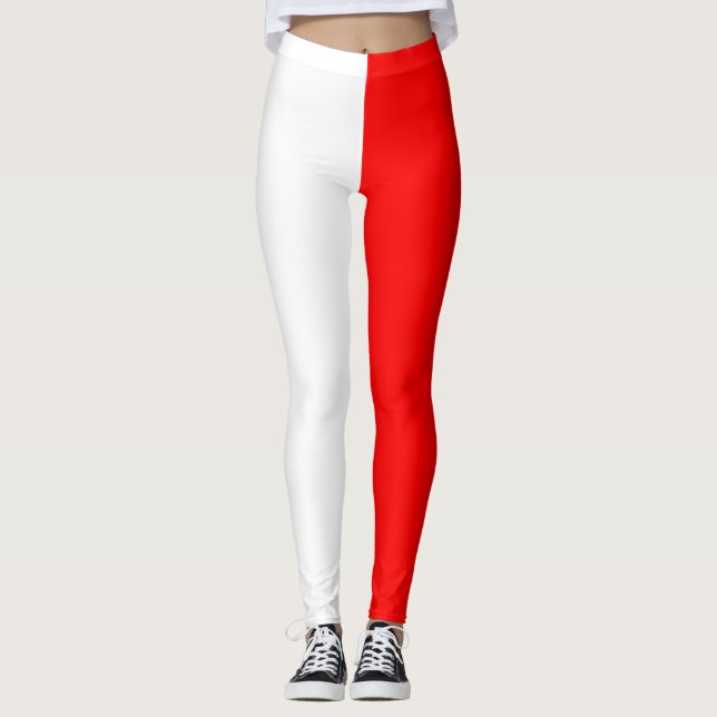 Red and White Stripes Leggings (Front)