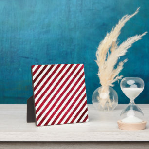 Red and White Stripes on Fabric Texture by STaylor Plaque
