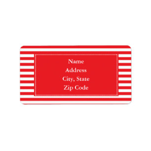 Red and White Stripes Pattern Label