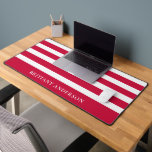 Red and White Stripes Pattern Personalised  Desk Mat<br><div class="desc">Add a bold and classic touch to your workspace with the Red and White Stripes Pattern Personalised Desk Mat. Featuring a striking combination of vibrant red and crisp white stripes, this mat provides a smooth surface for your keyboard and mouse while enhancing your desk with a timeless design. Customise it...</div>