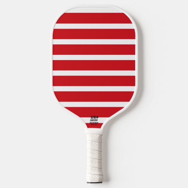Red and white stripes pattern  pickleball paddle (Front)