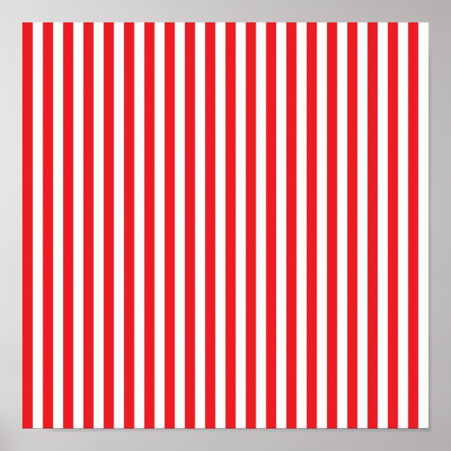 Red and White Stripes Pattern Poster (Front)