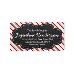 Red and White Stripes Personalised Chalk Board Label