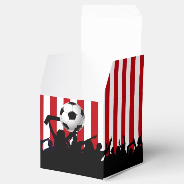 Red and White stripes Soccer Fans and football Favour Box (Opened)