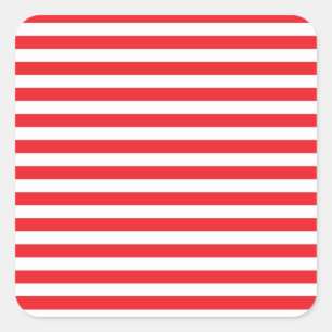 Red and White Stripes Square Sticker