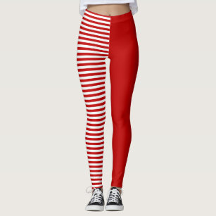 Red and White Stripes Two Colour Leggings