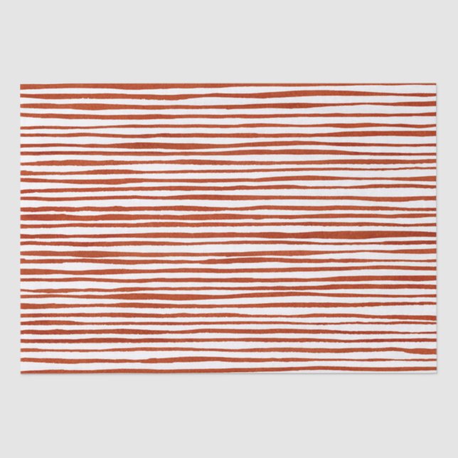 Red and White Stripes Watercolor Christmas  Tissue Paper (Front)