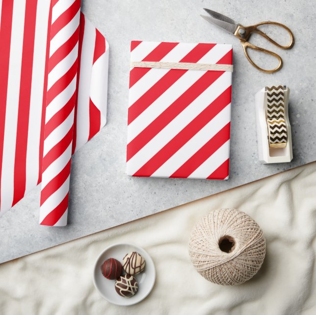 Red and White Stripped Candy Cane Wrapping Paper (Crafts)