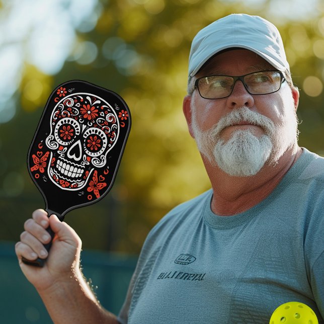 Red and white Sugar Skull Pickleball Paddle (Red and white Sugar Skull Pickleball Paddle)