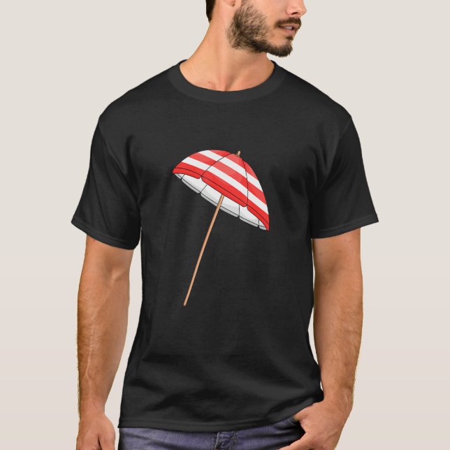 Red And White Summer Umbrella T-Shirt (Front)