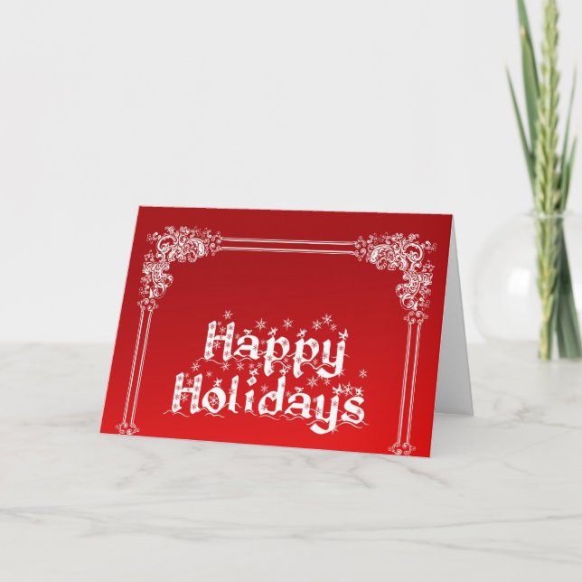Red and White Swirl Background Happy Holiday (Front)