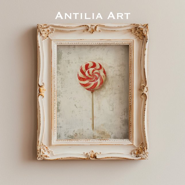 Red and White Swirl Lollipop Christmas Candy Poster (Creator Uploaded)