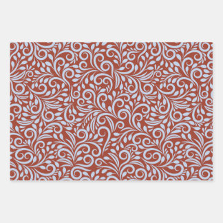 Red and white swirl pattern wrapping paper sheet