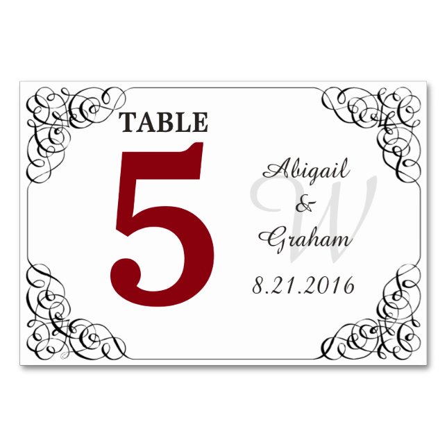 Red and White Table Card (Front)
