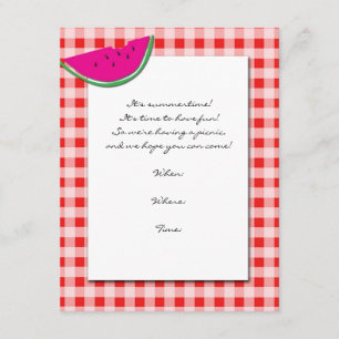Red and White Tablecloth and Watermelon Invitation
