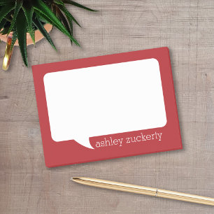 Red and White Talk Bubble Personalised Name Post-it Notes