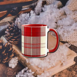 red and white tartan   mug