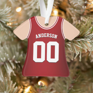 Red and White Team Colours Basketball Tank Ornament