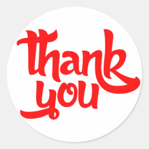 Red And White Thank You Party, Wedding, Classic Round Sticker