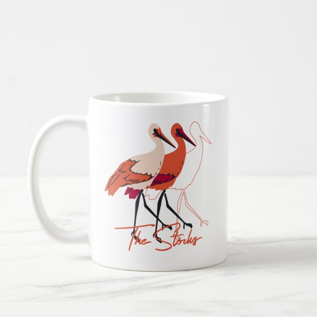  Red and White The Stork Birds Coffee Mug (Left)