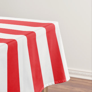Red and White Thick Stripe Tablecloth