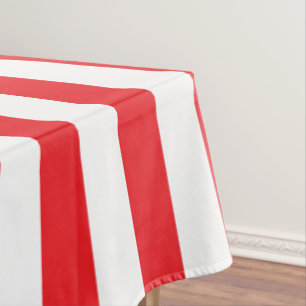 Red and White Thick Striped Tablecloth